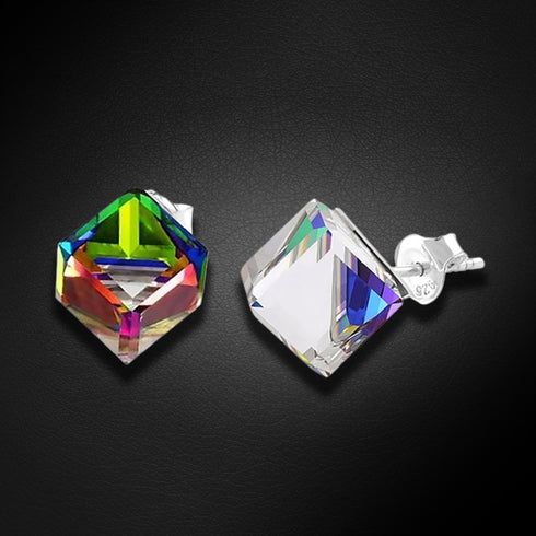 Sudraba auskari "Rubikona II (Vitrail Medium)" ar Swarovski™ kristāliem